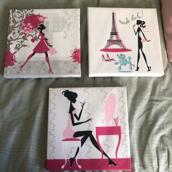 3 pcs set of Paris Eiffel tower poster canvas - Picture 1 of 1